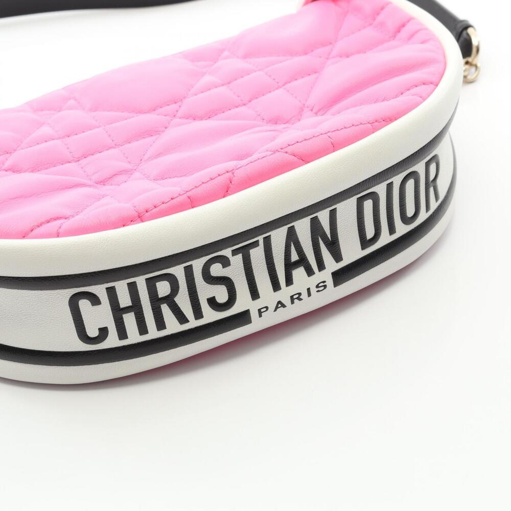 Dior VIBE Hobo Cannage Leather Shoulder Bag Pink White - Picture 5 of 5